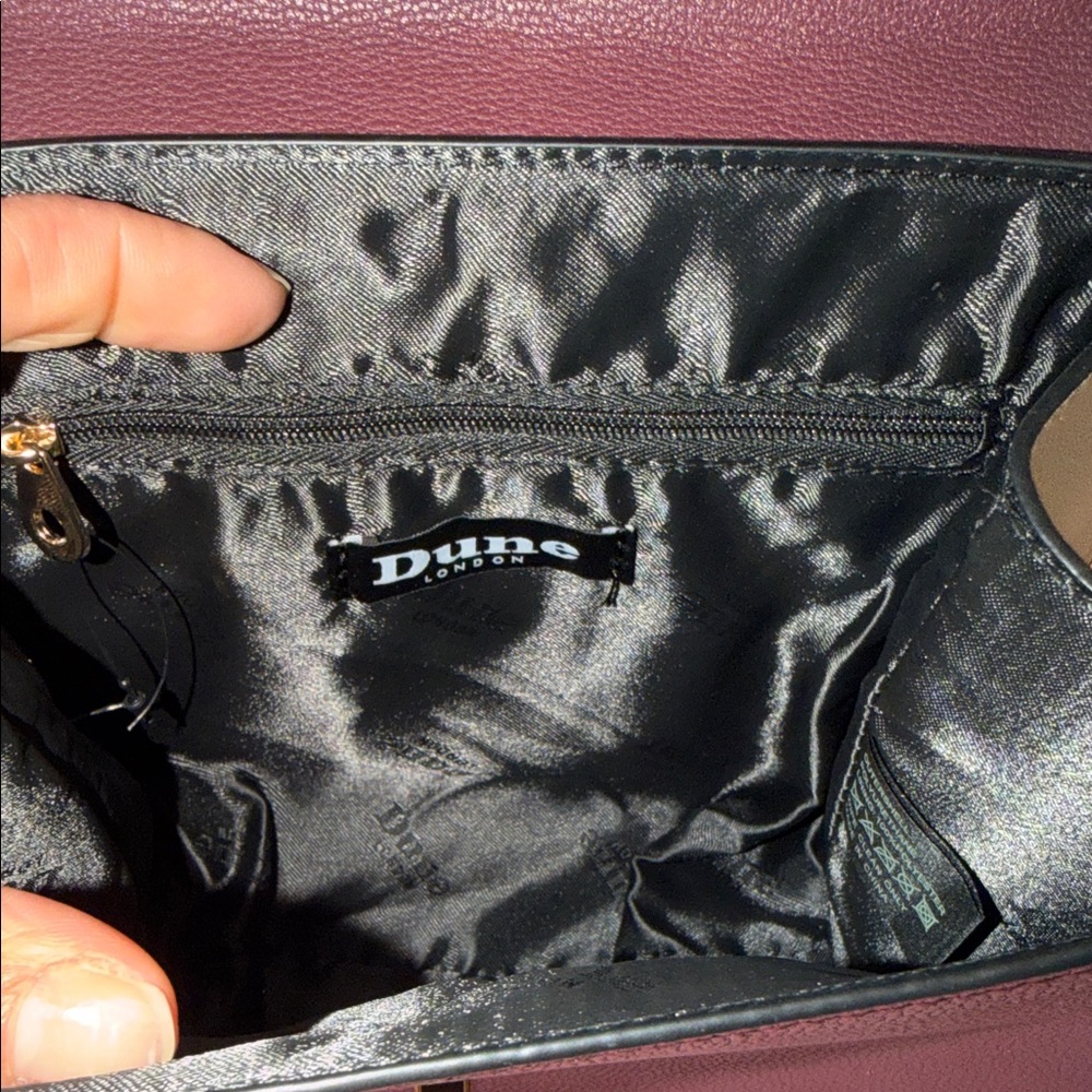 Dune London Burgundy Satchel with Snake-Print Flap - Picture 5 of 9